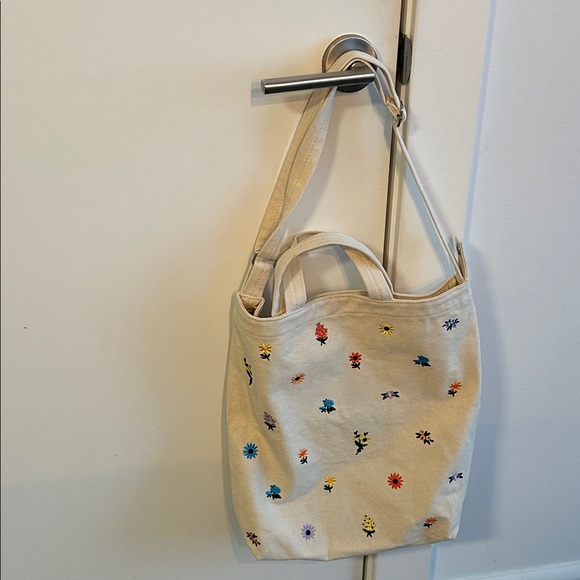 BAGGU Duck Dity Floral Embroidered Canvas Tote Bag - Picture 3 of 11